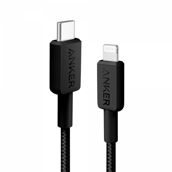 Anker - Cable USB2.0  - Carga rápida - USB-C a Lightning - Cable de nylon trenzado - Longitud 0.9m | Color negro