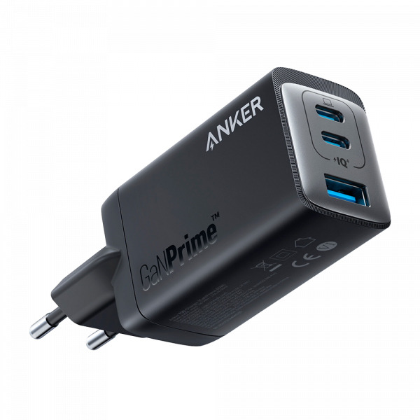 Anker - Cargador USB - Potencia 65W | Con tecnología GaNPrime - Carga rápida  - Salidas 1 USB-A, 2 USB-C (IQ4.0 y PPS 2.0) - Para portátiles, Tablets.. | Color negro