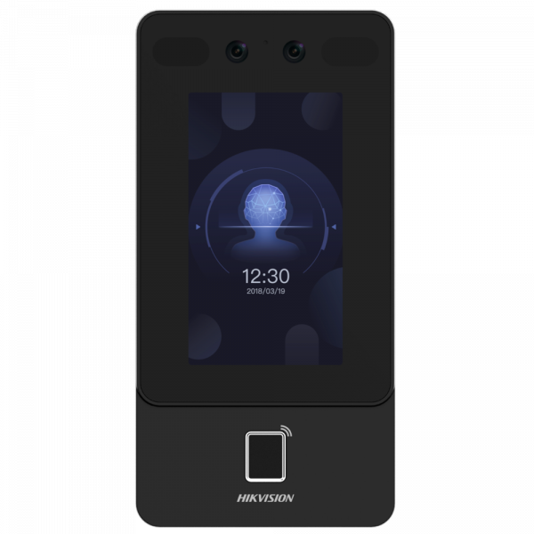 Control de acceso y presencia - Facial, huella, tarjeta MF, QR y PIN - 1.500 usuarios | 150.000 registros - TCP/IP, WiFi, USB, RS485 y Wiegand | IP65 - Controladora integrada (sensor, pulsador y relé) - iVMS-4200 | Hik-Connect