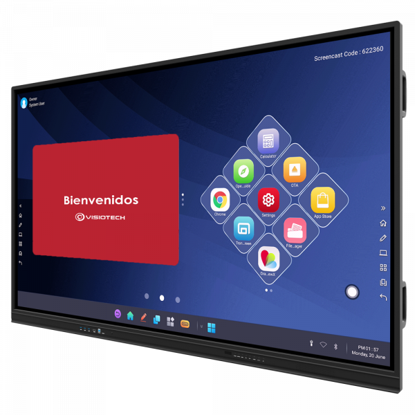 Pantalla interactiva IBOARD 86'' 4K - Resolución 3840x2160 - Entradas HDMI, VGA, DP, Type-C, LAN, USB, OPS - Ángulo de visión 178º - Altavoces integrados