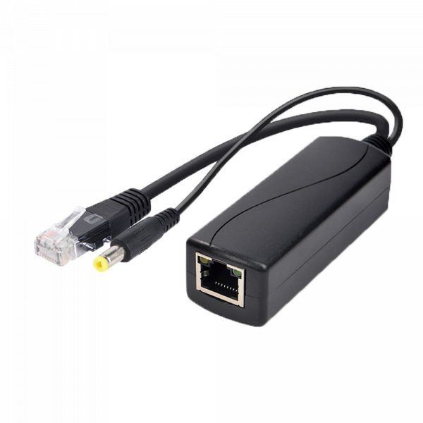 PoE Splitter
 - Para cámaras IP no PoE
 - Entrada RJ45 (PoE) / Salida RJ45 y jack - Velocidad 10/100/1000Mbps - Potencia máx 30 W / DC 12 V / 2A - PoE IEEE802.3af / PoE IEEE802.3at