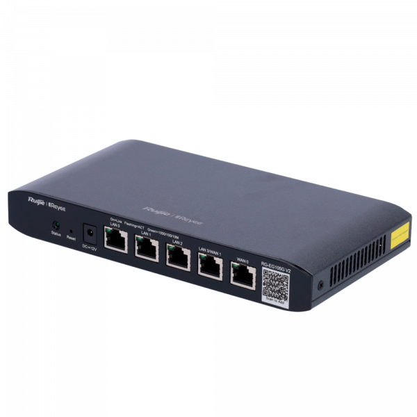 Reyee Router Controlador Cloud - 5 Puertos RJ45 10/100 /1000 Mbps - Admite hasta 2 WAN para failover o balanceo - Hasta 600Mbps de ancho de banda - Servidor VPN IPSec, L2TP, PPTP, OpenVPN - Control Inteligente del ancho de banda