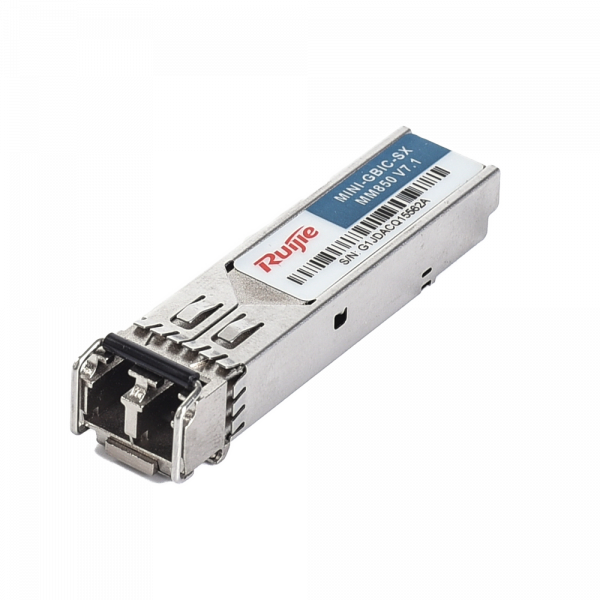 Ruijie Módulo transceptor SFP - Longitud de Onda 850 nm - Fibra multimodo - Conector LC dúplex - Máxima distancia 550 m - 1.25Gb/s - 1000Base-SX