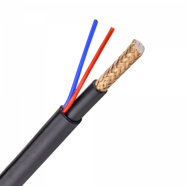 Cable Combinado - Micro RG59 + alimentación - Rollo de 300 metros - Cubierta color negro - Diámetro exterior 6.8 mm - Cubierta exterior LSZH