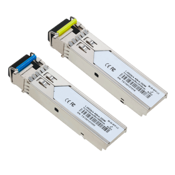 Pareja de módulos transceptores SFP  - Tx 1550/1310 nm Rx 1310/1550 nm - Fibra monomodo - Conector LC Simplex - BiDi - Máximo 40 km - 1.25Gb/s - 1000Base-EX