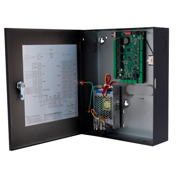 Controladora de acceso biométrica - Acceso por huella, tarjeta o contraseña - Comunicación TCP/IP - 4 lectores por Wiegand | 4 lectores por OSDP - Salida de relé para 2 puertas - Software SmartPSS