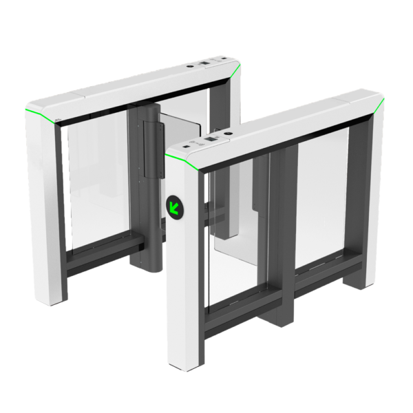 Torno de acceso bidireccional - Portillo con barrera acrílica plegable - Tiempos, alarmas y modos de apertura - Ancho de paso 650 mm | 10.000.000 ciclos - Fabricado en acero SPCC - Compatible con sistemas de terceros