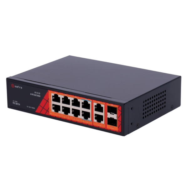 Safire Switch Hi-PoE - 8 puertos PoE + 2 SFP + 2 RJ45 - Velocidad de puertos Gigabit 10/100/1000Mbps - 6 Puertos PoE+ 30W + 2 Puertos Hi-PoE 60W - PoE Watchdog - Hasta 120W Potencia PoE total - Imagen 2