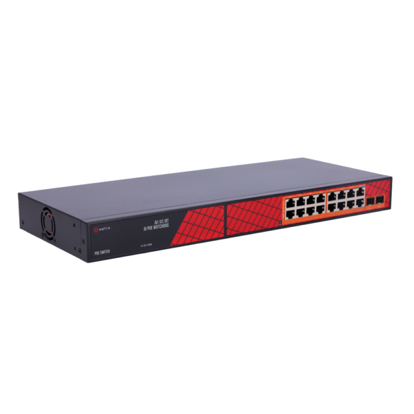 Safire Switch Hi-PoE - 16 puertos PoE + 2 SFP - Velocidad de puertos Gigabit 10/100/1000Mbps - 14 Puertos PoE+ 30W + 2 Puertos Hi-PoE 60W - PoE Watchdog - Hasta 300W Potencia PoE total - Imagen 2