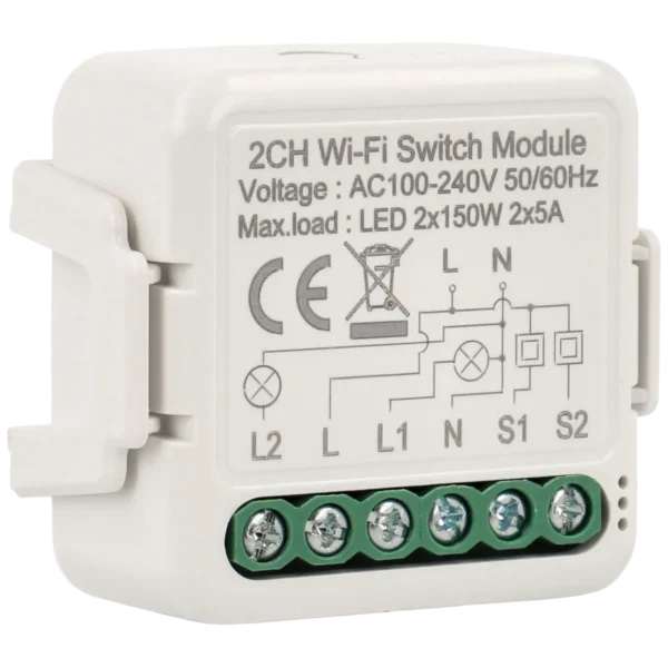 [A-WSM-02] Interruptor wi-fi para 2 lámparas y 2 pulsadores de pared