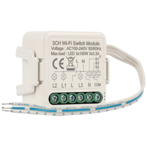 [A-WSM-03] Interruptor wi-fi para 3 lámparas y 3 pulsadores de pared